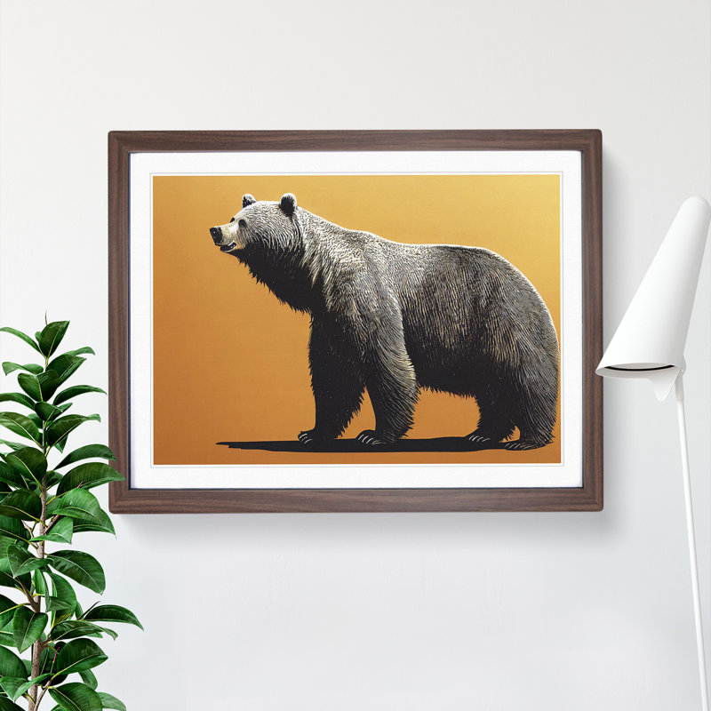 Expressive Bear - Single Picture Frame Print, 46cm H x 64cm W x 2cm D, Walnut Framed