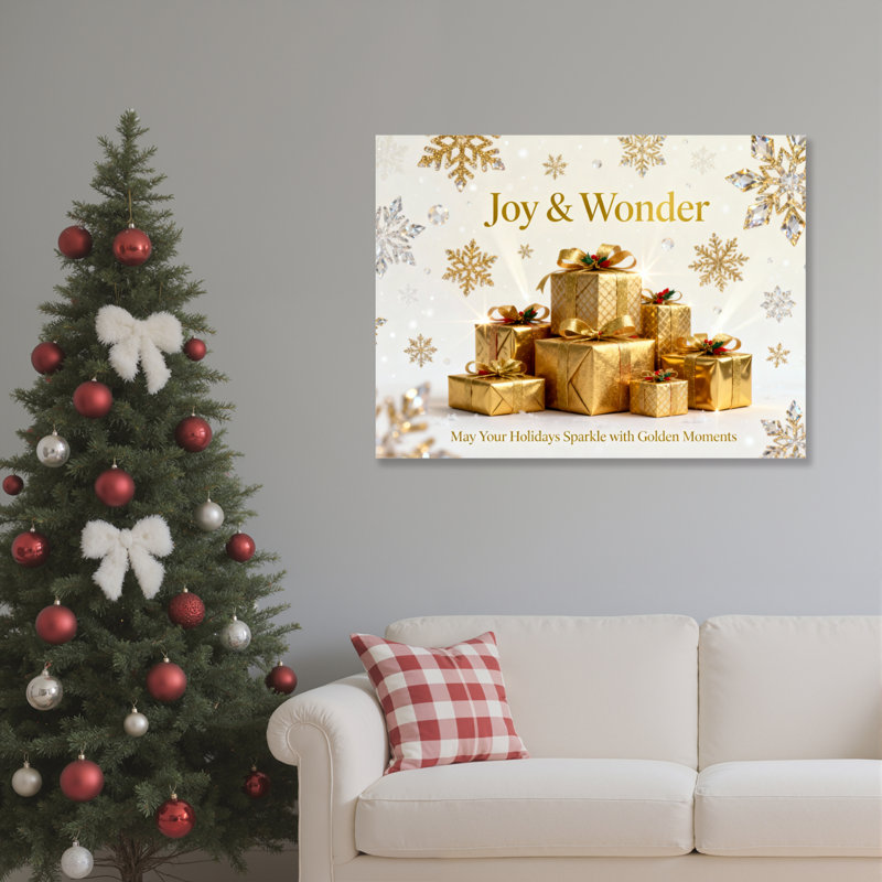 Joy and Wonder Gold Christmas Boxes Snowflakes, H 12 po x l 18 po