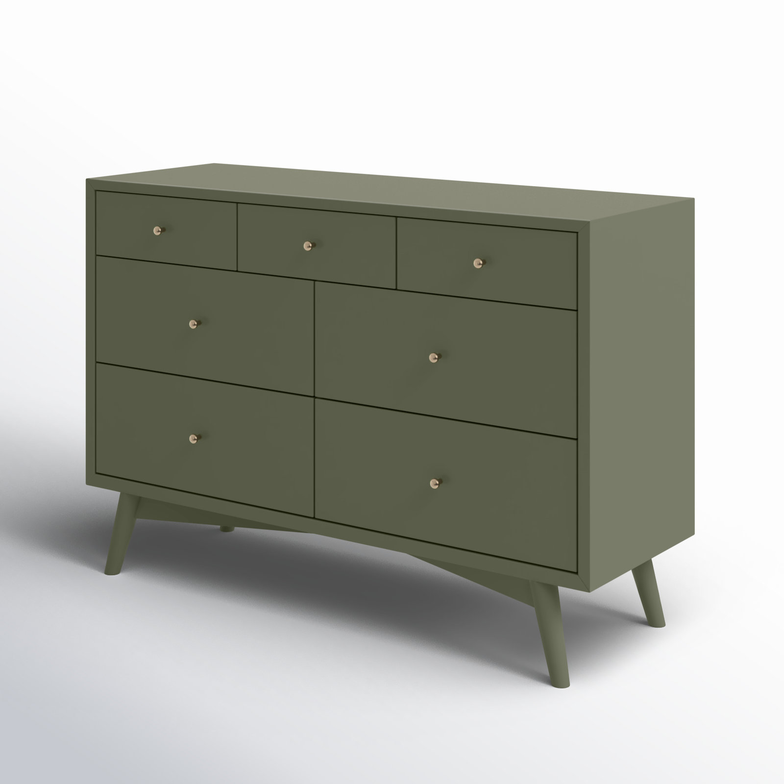 Palma 7 Drawer 53" W Double Dresser, Olive