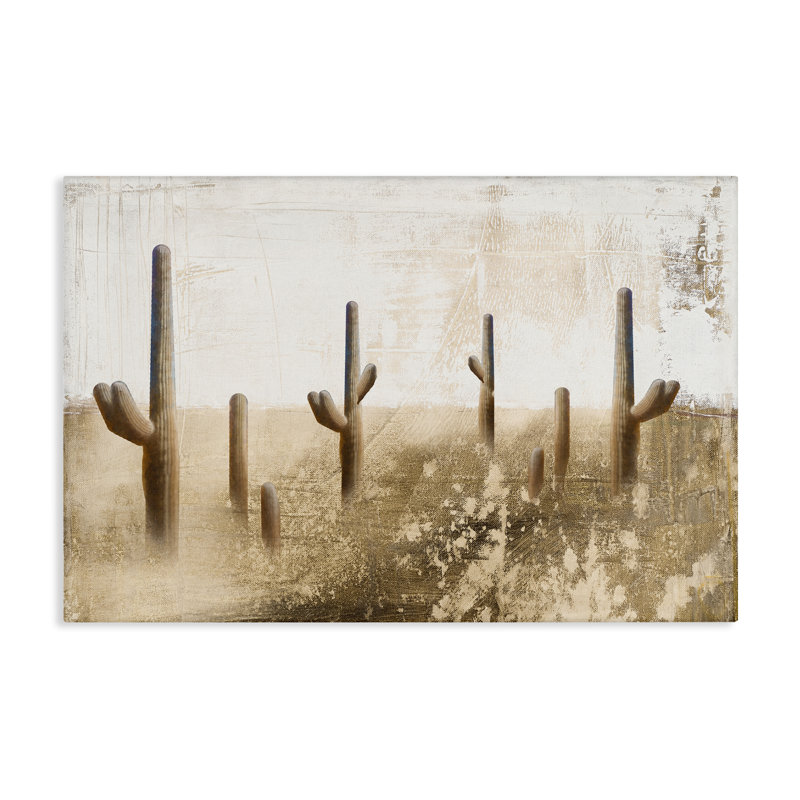 Art mural sur toile sépia cactus par Dan Meneely, H 16 po x l 24 po