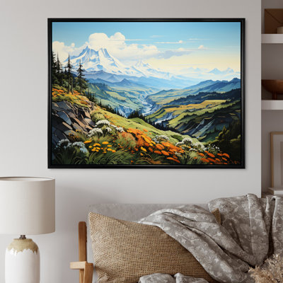 «Bitia Green Mountains Summer Peaks Pastoral I», reproduction d'art sur toile