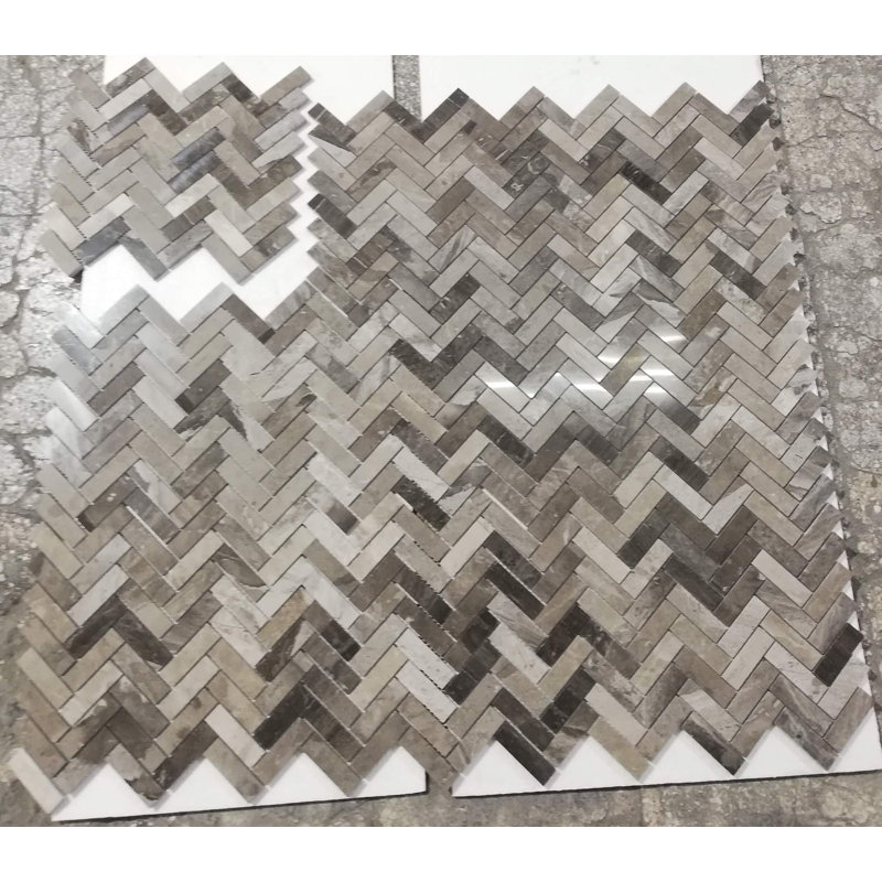 1" x 3" Marble Herringbone Mosaic Wall & Floor Tile