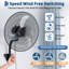 Ventilateur mural industriel 18 ", ventilateur oscillant robuste en métal 3 500 CFM avec 3 vitesses et inclinaison de 30 ° pour le garage, l'atelier et le patio