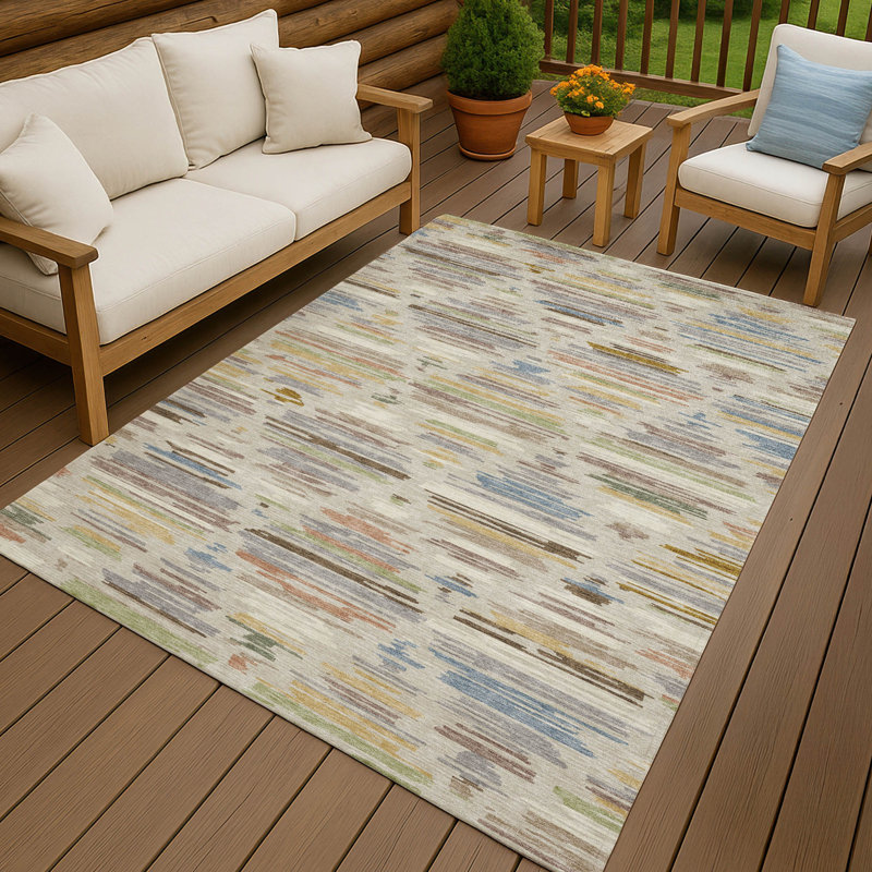 Machine Washable Indoor/Outdoor Chantille ACN2502 Southwest Rug, 3' x 5', Beige