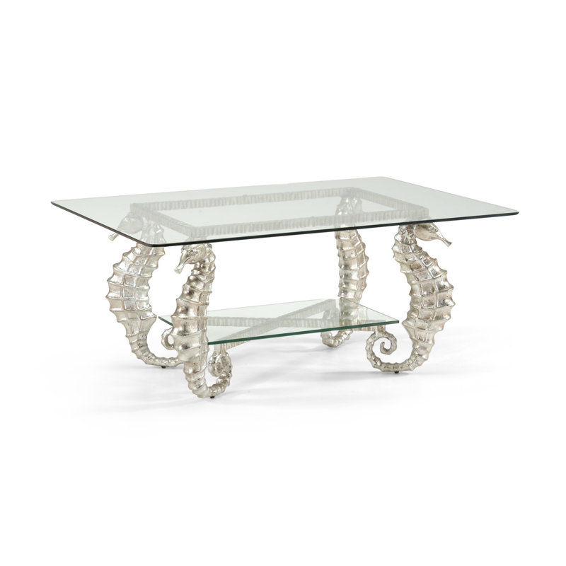 Seahorse Glass Top Coffee Table, Silver Leaf//Clear