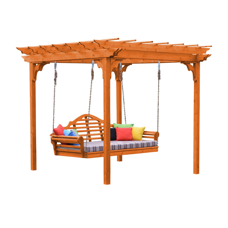 Pergola en bois massif, Teinture rouge pour bois, 8 pi L 6 pi. D