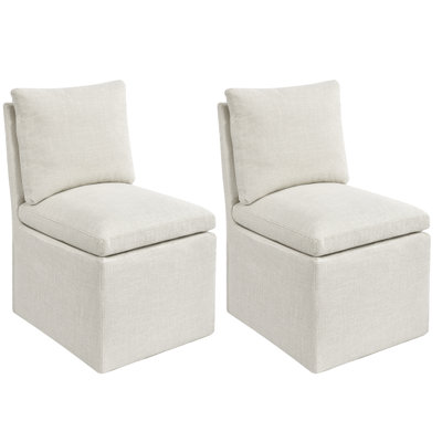 19" Wide Modern Beige Dining Chair With Padded Backrest