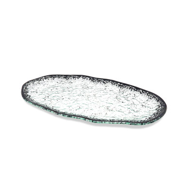 13.5"L Oval Tray with Scattered Black Design