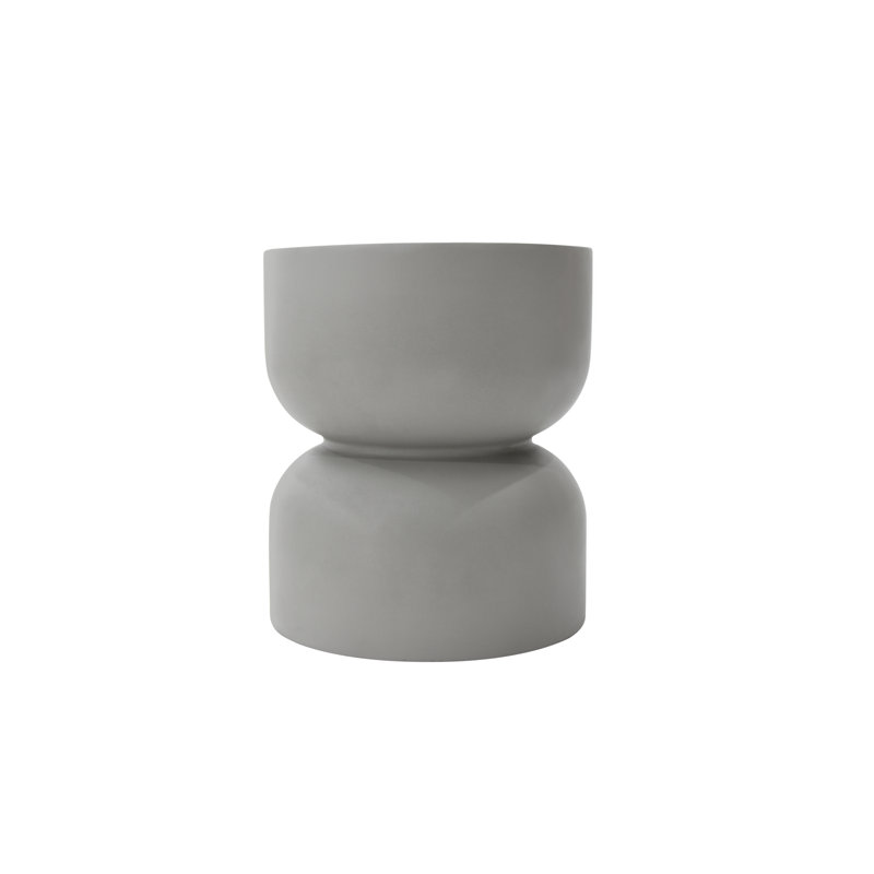 Elementi Home Chronos 18" Round Concrete Side Table for Indoor and Outdoor Use, Space Gray