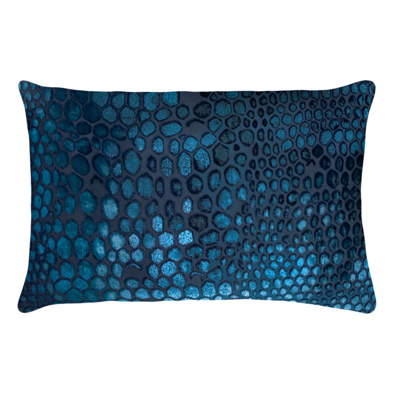 Snakeskin Square Velvet Pillow Cover & Insert, Basil, Rectangle 14"H x 20"W