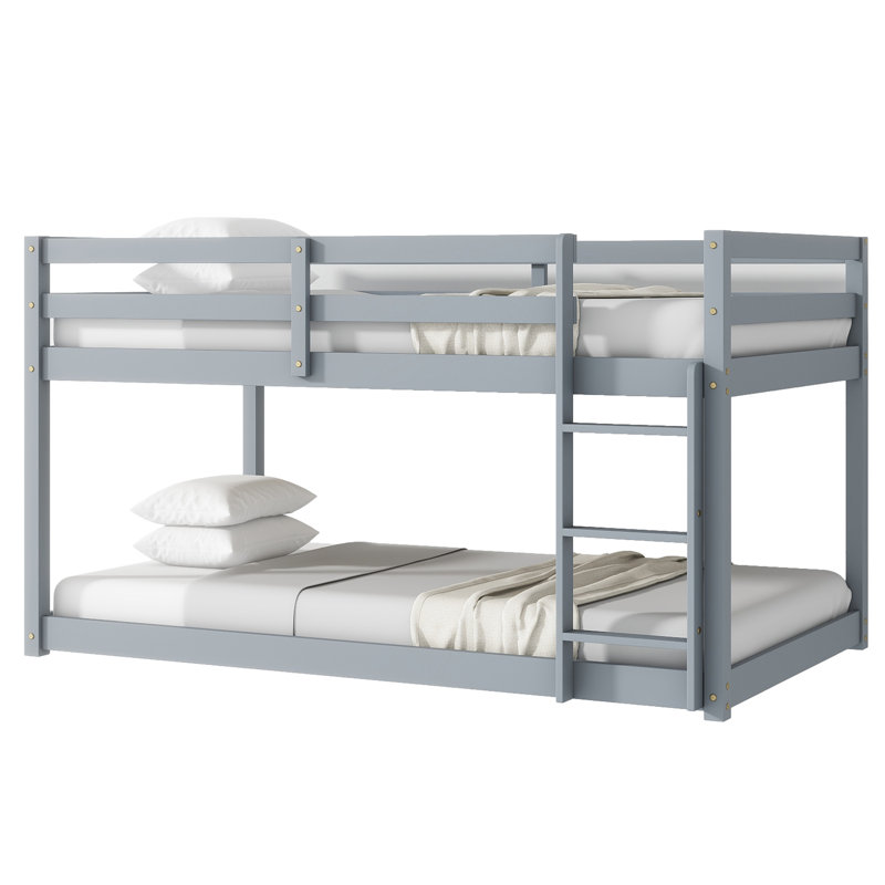 Lit mezzanine simple en bois gris avec support en bois d'hévéa massif gris, fabriqué à partir de matériaux pour l'écurie