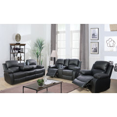 Ansar 3-Piece Microfiber Push Button Power Reclining Sofa Set