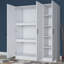 Armoire moderne blanche avec nombreuses tablettes, 57,1 po x 71,7 po x 21,7 po | Panneau de particules 100% enduit de mélamine | Rangement supplémentaire, fixation murale | Design élégant pour toute chambre à coucher ou espace de vie