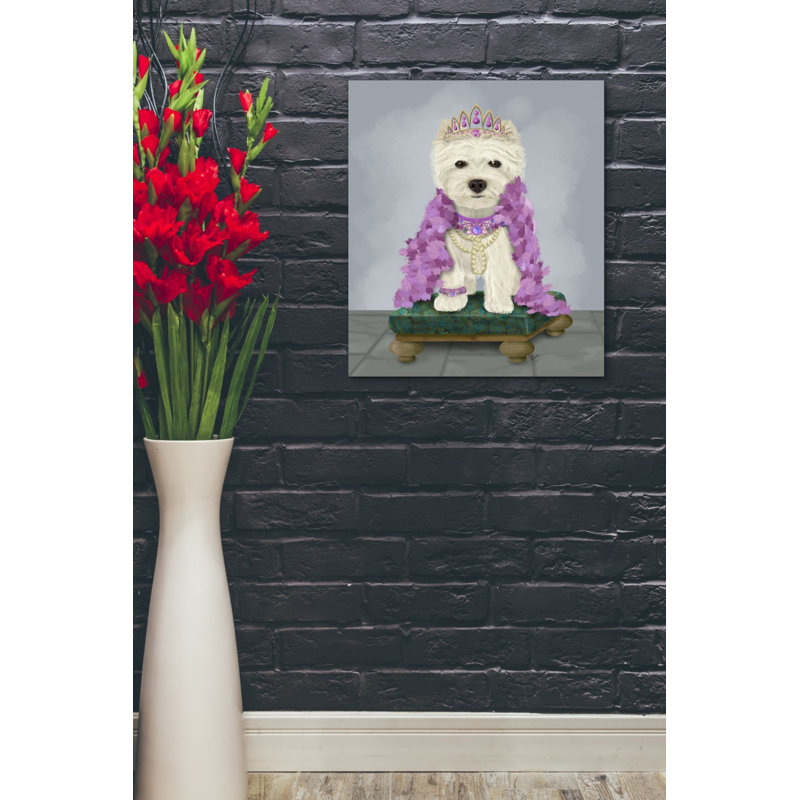 «West Highland Terrier with Tiara» par Fab Funky, art mural sur toile, H 24 po x l 20 po x P 0,75 po