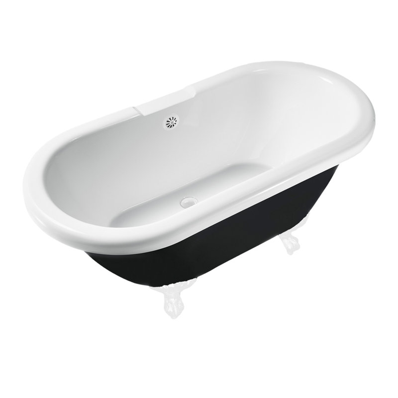 Baignoire de trempage sur pieds 59 po., Blanc brillant, Blanc brillant