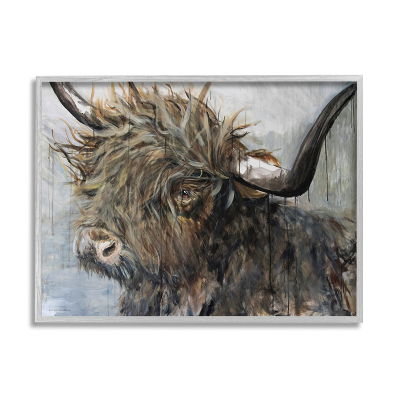 Bébé bovin Highland Portrait, Estampe numérique Farmhouse, H 24 po x l 30 po x P 1,5 po