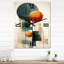 «Rising With The New Moon» géométrique rétro bleu II - spirales abstraites très grandes horloges murales-99635256