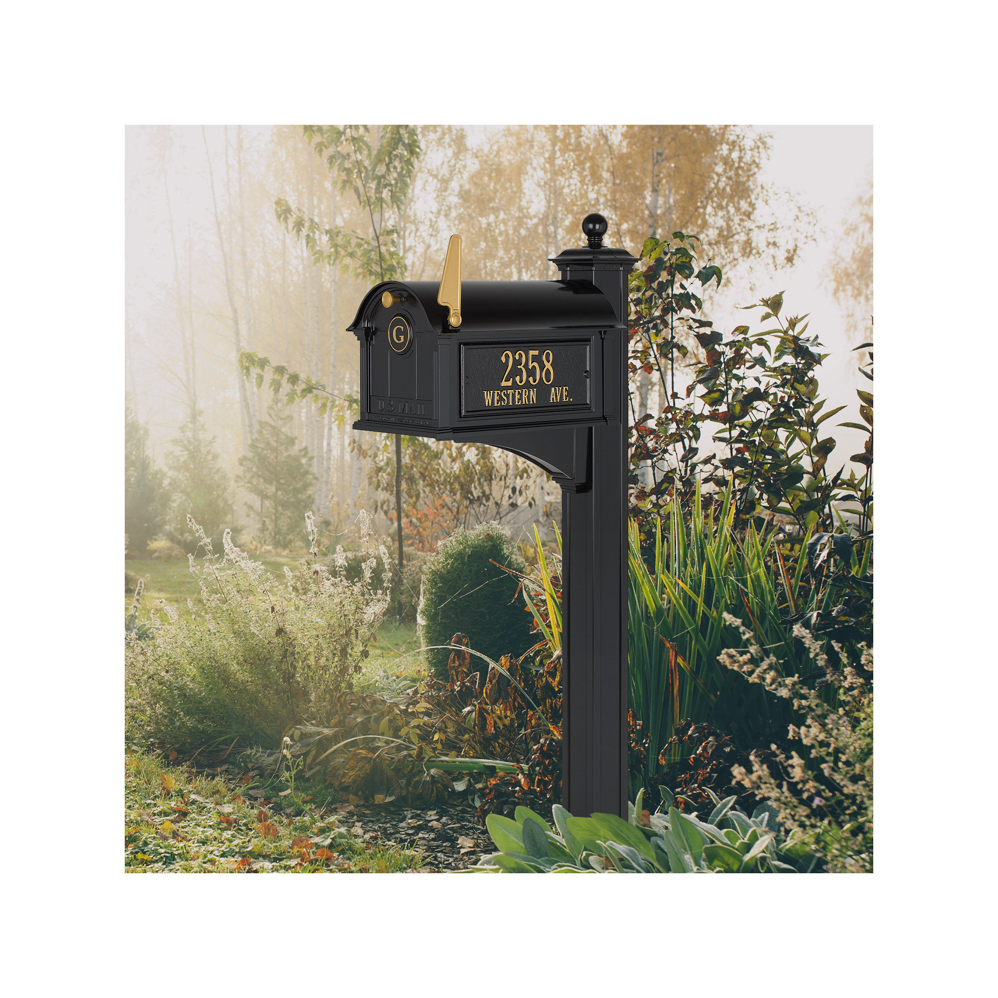 Balmoral Post Mounted Mailbox, Black, Yes