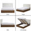 Lit plateforme tapissier moderne avec tête de lit capitonnée et rangement relevable, grand lit, velours crème-130122133-130122135