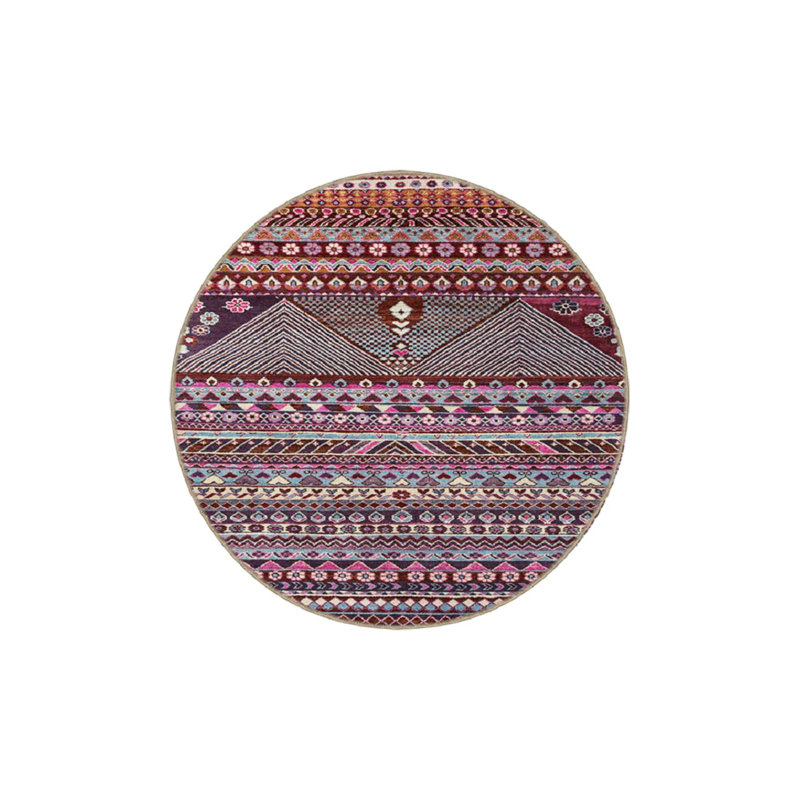 Purple Triangular and Striped Patterned Woven Base Rug, Rectangle 3'11" x 5'11" Rug Pad Included