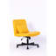 Chaise de bureau sans accoudoirs en lin jaune Cross avec roulettes, idéale pour le bureau à domicile et les espaces de maquillage. Stabilité accrue et rotation à 360° pour un maquillage confortable. Coussin et réglages ajustables.