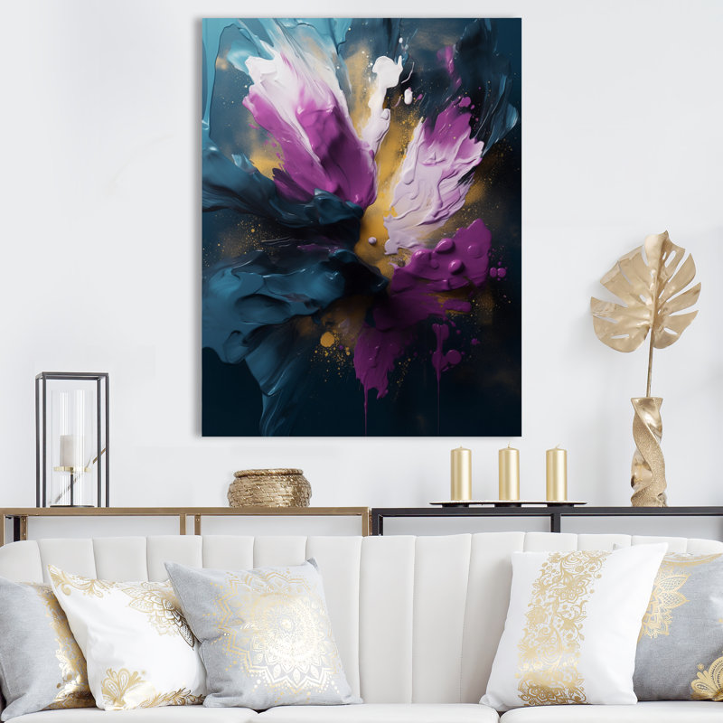 «Mauve et bleu, réalités sur toile I», art abstrait sur toile, H 32 po x l 24 po x P 1 po, Toile tendue
