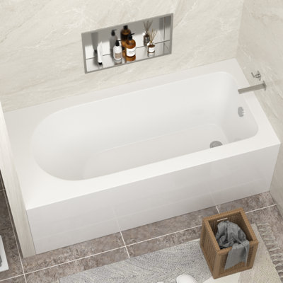 Baignoire rectangulaire en acrylique avec drain 59 po x 27,5 po Alcove / Tile