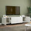 Meuble télé moderne pour le salon et la chambre à coucher, centre de divertissement avec beaucoup de rangement et de tiroirs, facile à assembler et durable