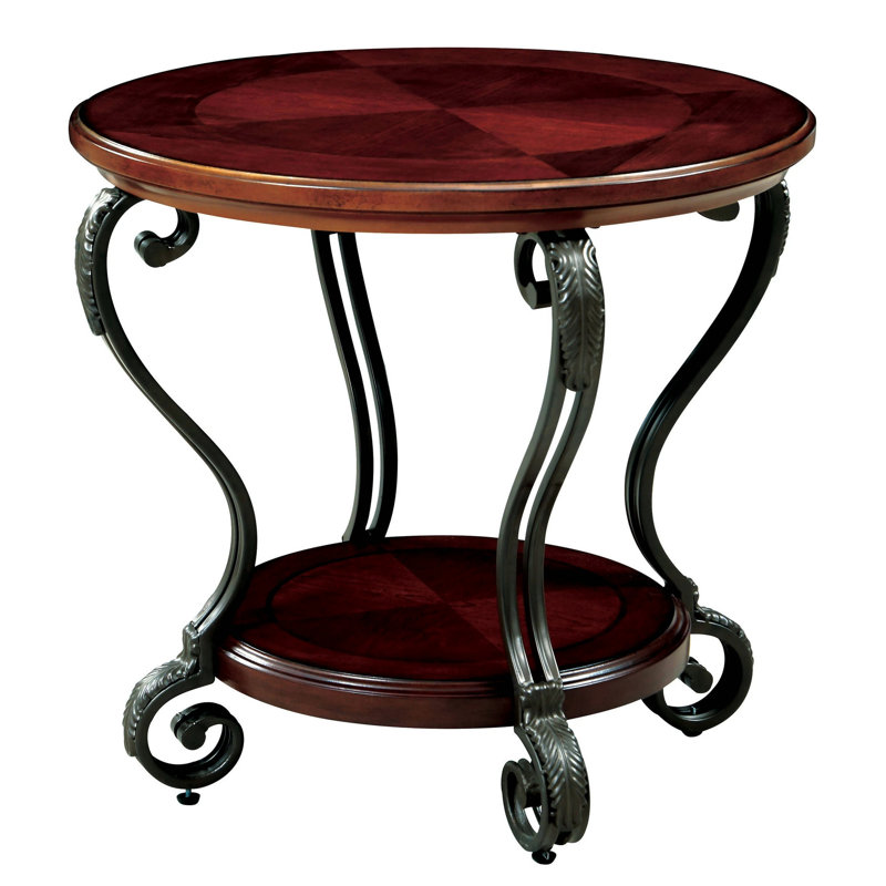 Table de bout en cerisier brun avec tablette inférieure ouverte pour salon moderne et éléments décoratifs