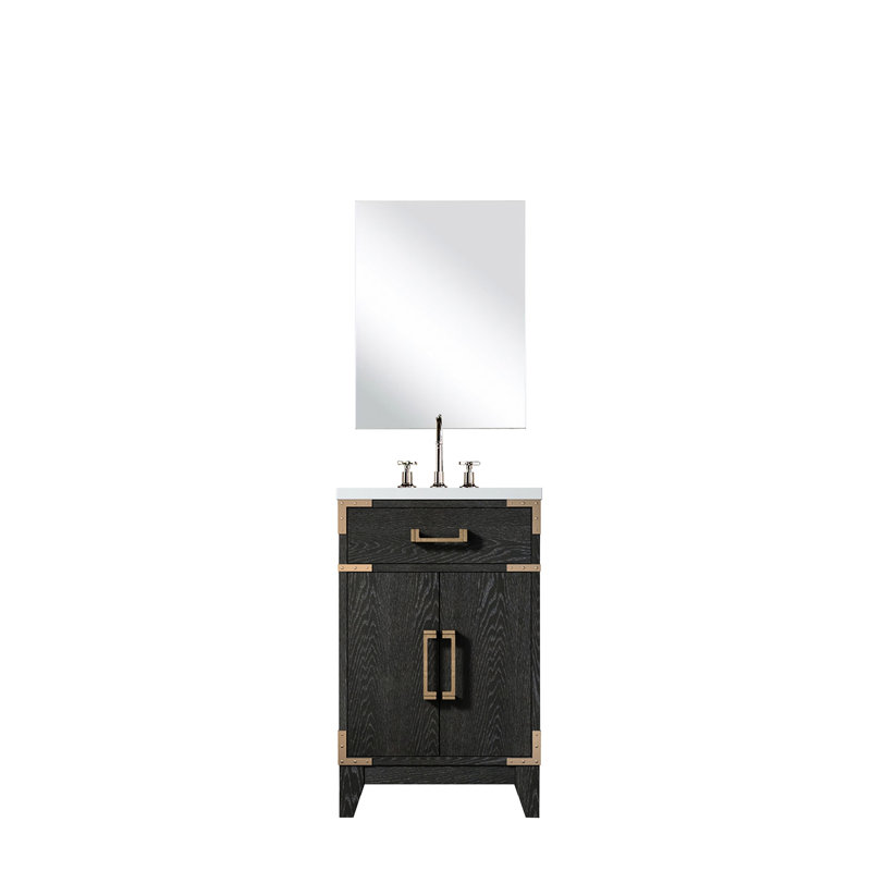 32,93 po Grand meuble-lavabo en chêne brun avec comptoir et robinet en acrylique - centre de table de salle de bain surélevé 91,22 lb