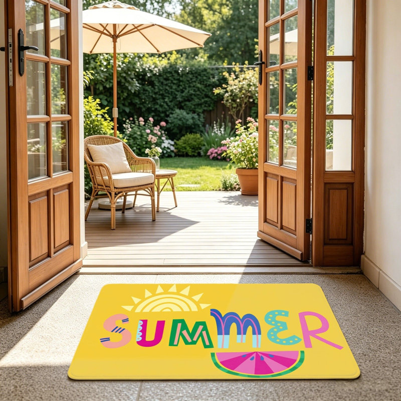 Tapis jaune multicolore 24 po x 36 po Bright Summer