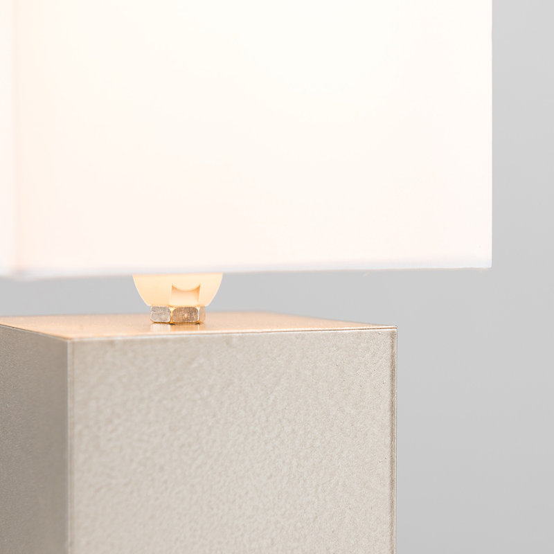 Diya Metal Table Lamp, Yes, Brushed Chrome Base/White Shade