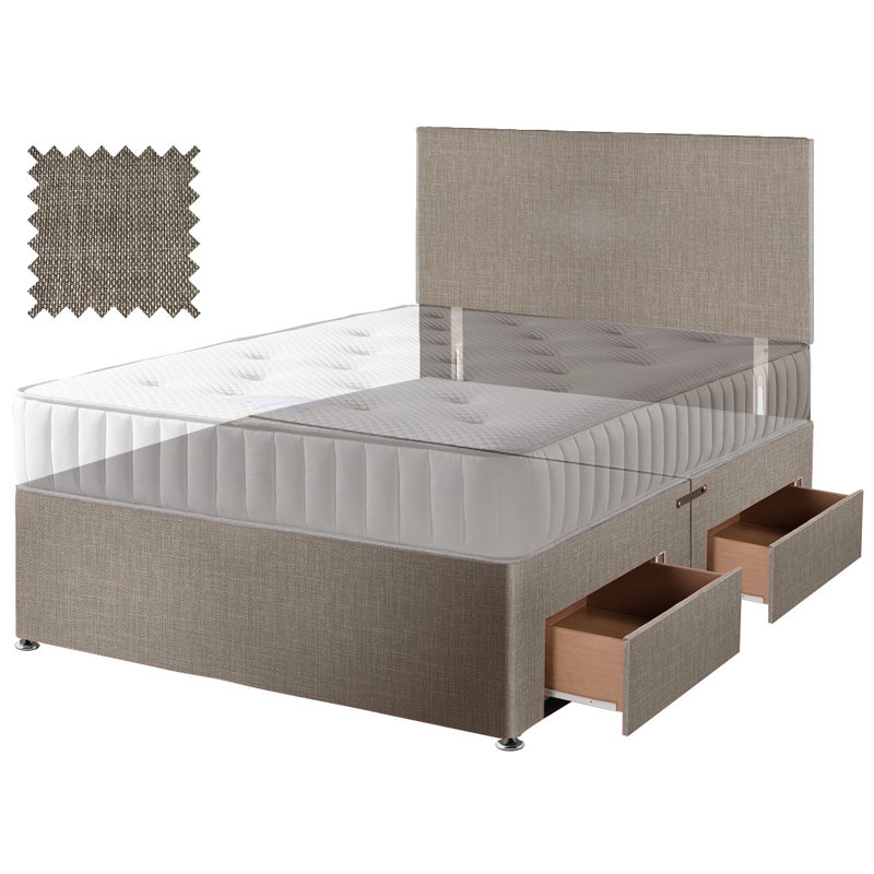 Zip and Link Divan Bed Base with matching headboard and options for Drawers - Crib 5 Certified, Slate, 4