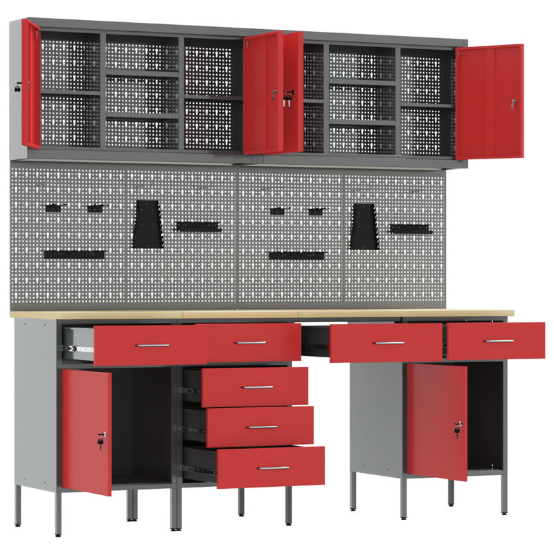 Work Cabinet with Drawer, Red
