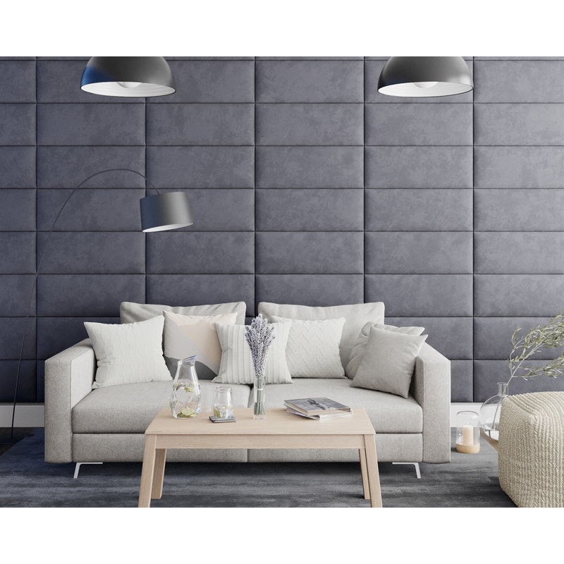 Katilin 30 cm x 75 cm Peel and Stick Upholstered Wall Paneling in Steel, Steel
