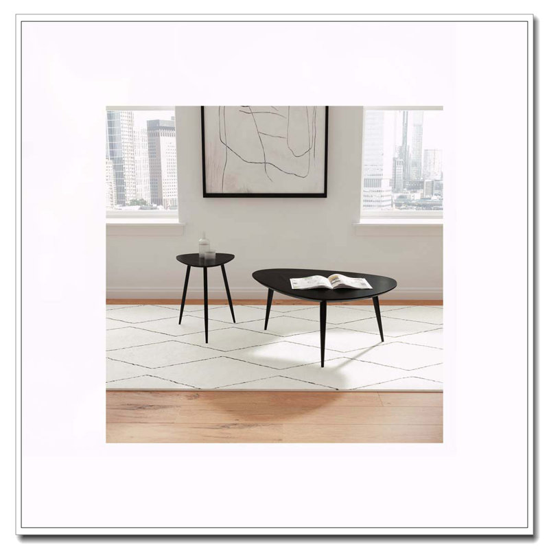 Xander Black Triangular Solid Wood Coffee Table
