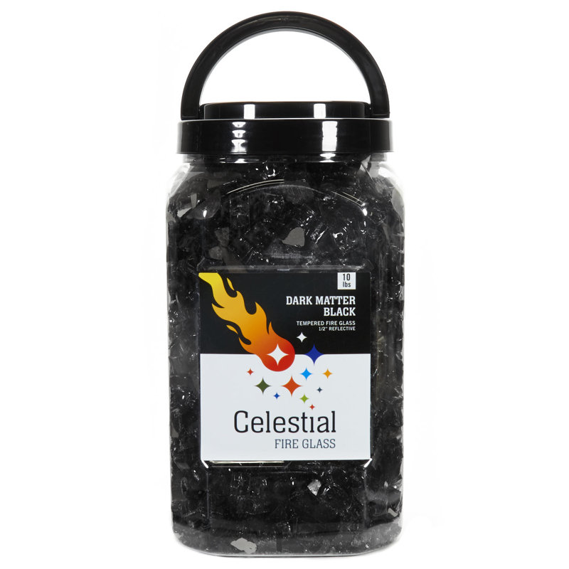 Dark Matter Black Reflective Tempered Fire Glass, 10 lb Jar