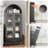 Metal Arched Cabinet With 1 Drawer,display Cabinet With Glass Doors, Arched Bookshelf With2adjustable Shelves For Office,kitchen, Pantry, Dining Room, Assembly Required,blac