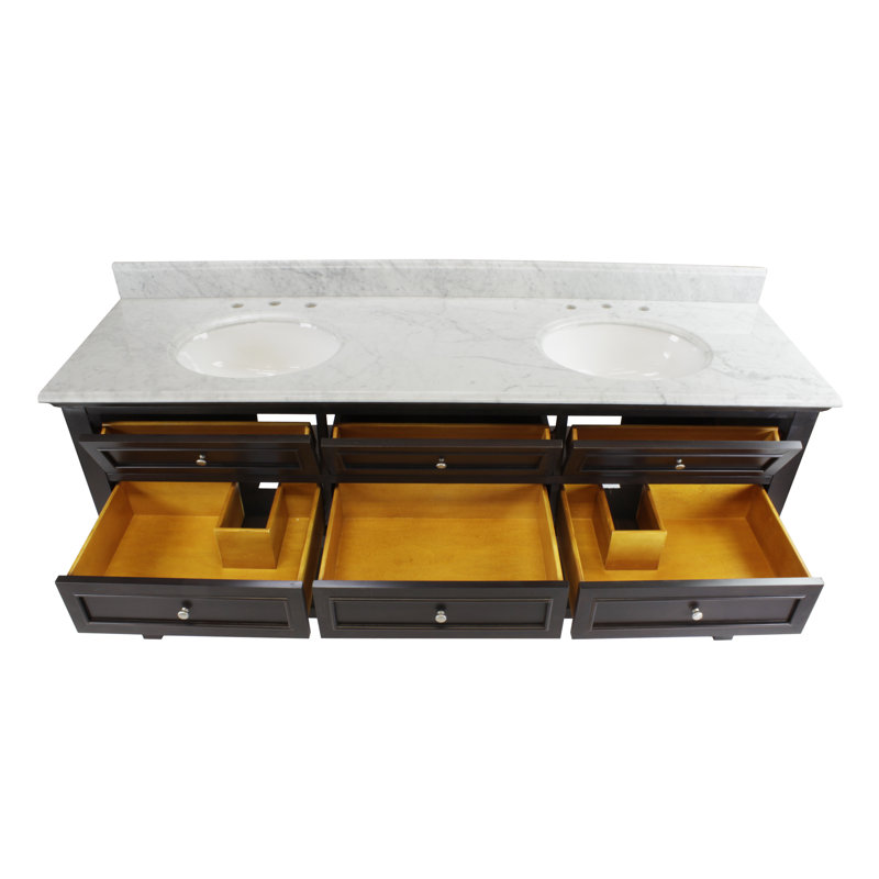 Chatwin 72'' Double Bathroom Vanity with Marble Top, Espresso