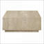 Table basse carrée beige en travertin à dessus fixe pour le salon, capacité de poids robuste de 70 lb