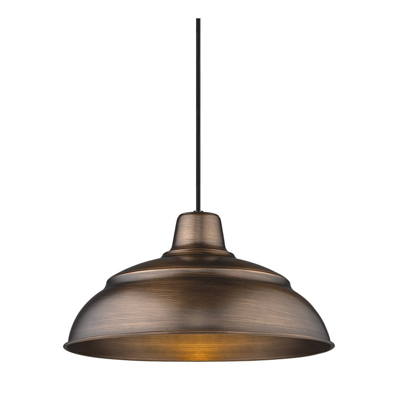 Abrahamson 1 - Light RLM Single Dome Pendant, Natural Copper, 8.25"H x 14" W x 14" D