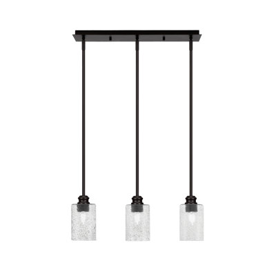 Luminaire suspendu linéaire à 3 lumières Edge avec verre à bulles 4 po Edge