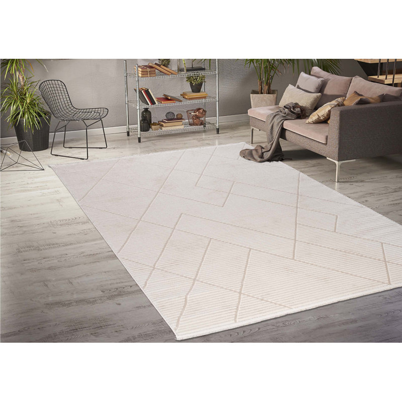 Tapis tissé à la machine crème, tapis à motif géométrique La dole Rugs - 5 x 8, 6 x 9, Rectangle 7 pi 10 po x 10 pi 5 po