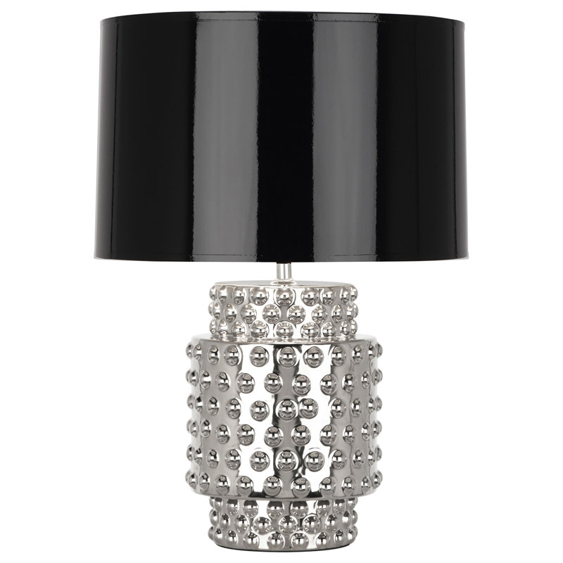 Dolly 22" Table Lamp, Nickel Metallic Glaze, Black Opaque Parchment/Silver Foil Lining