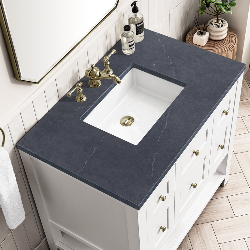 Breckenridge 36'' W Single Vanity, Bright White, Charcoal Soapstone, 8" Widespread