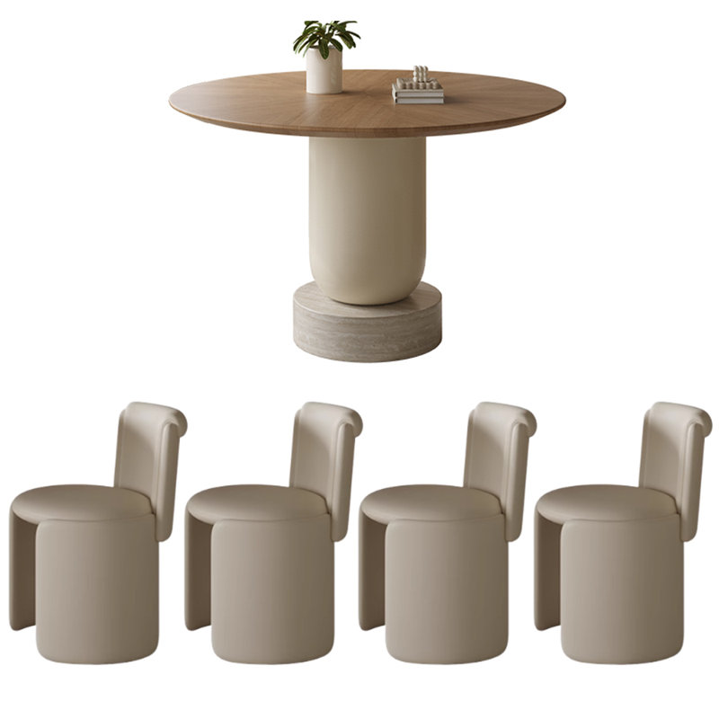 Creative High-end Durable Oak Tabletop Round Table, 29.52"H x 43.3"L x 43.3"W, Cream
