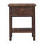 Table de chevet en bois massif sculpté en bambou, brun, 1 tiroir, 1 tablette