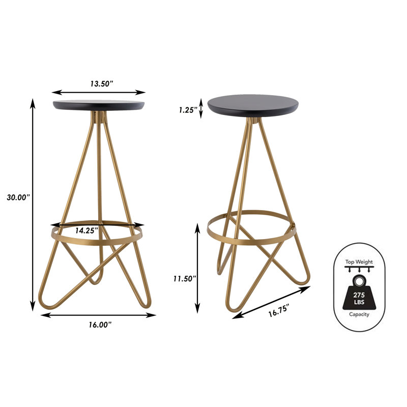 Tabouret de bar 30 po Spiroa, Noir / doré