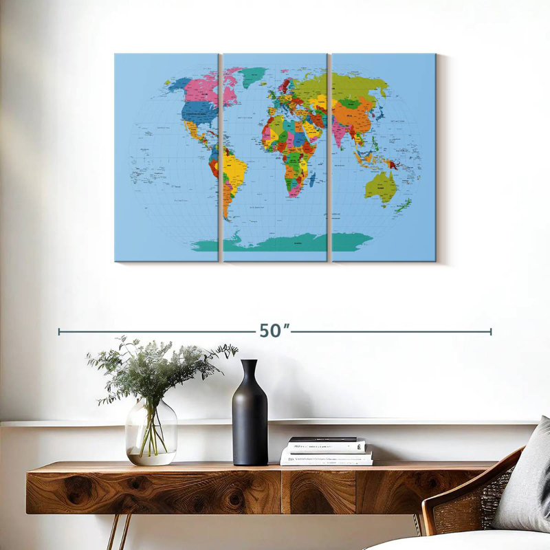 Aliaz World Map Bright, 24" H x 38" W