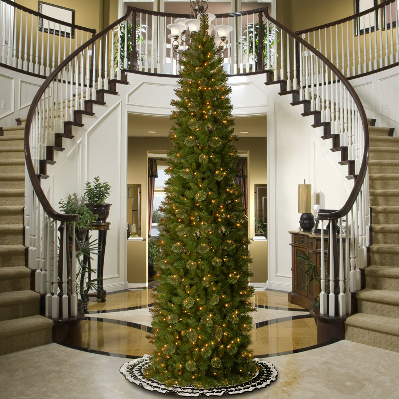 Pre-Lit Slim Pine Christmas Tree, 12'